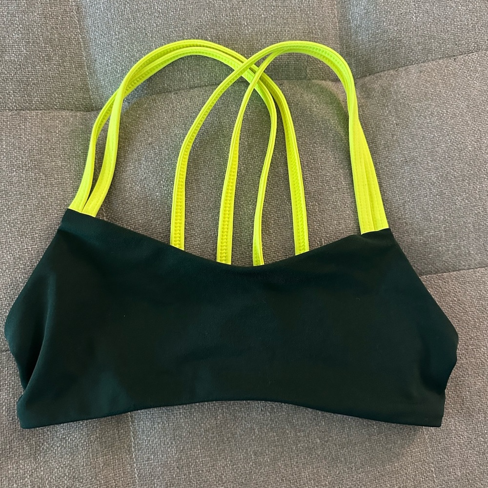 Jolyn Fendrick's Suit Bikini Top Size XS- Hunter Green /‎ Neon Green Straps